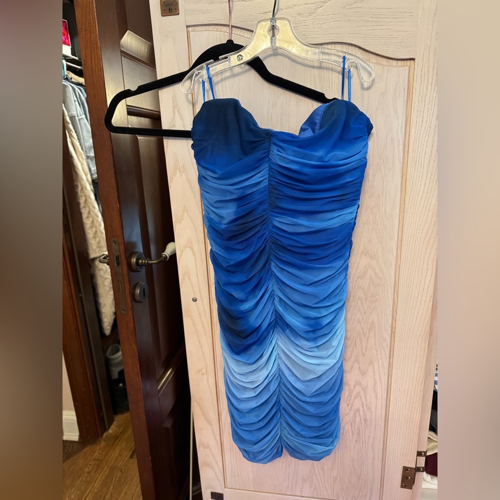 Zara Blue Ruched Bodycon Dress